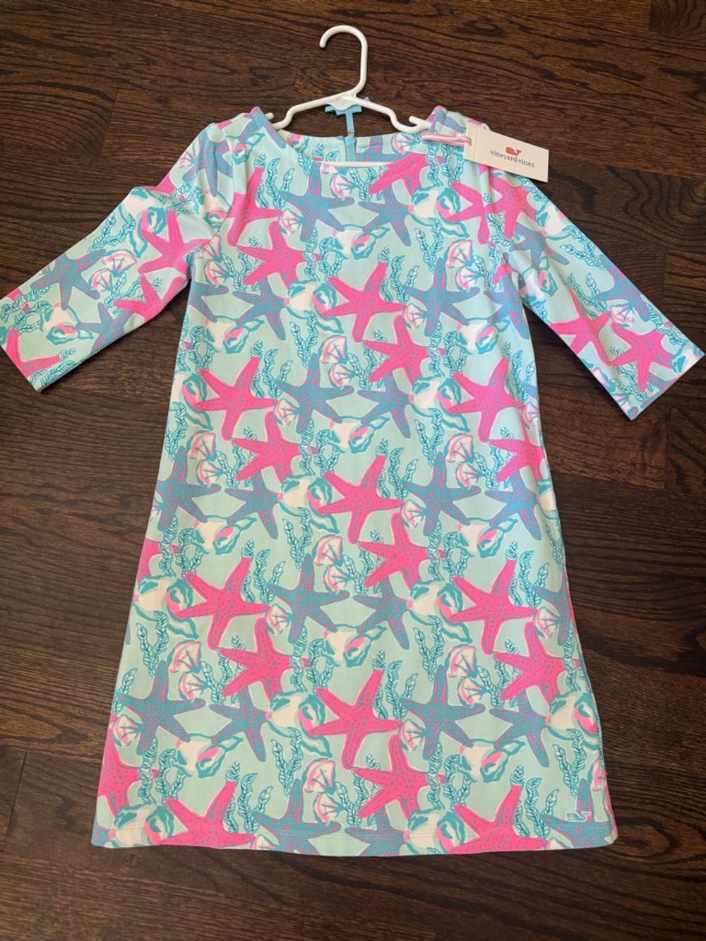 Vineyard Vines Pink & Aqua Starfish Print Casual Dress